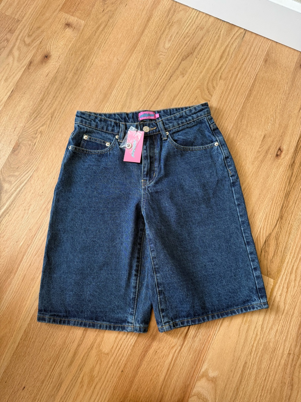 NEW Edikted Denim Bermuda Shorts Medium/Dark Wash Size XS